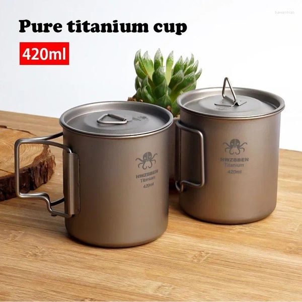 Canecas pura caneca titânio caneca ao ar livre xícara de água de alta temperatura resistente a chapas foscas de fosco portátil de camping portátil de camping tableware