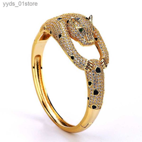 Очарование браслетов Серебряный леопардовый крутящий момент Gold Single Tennis Elegant Bangle Cr S Fash