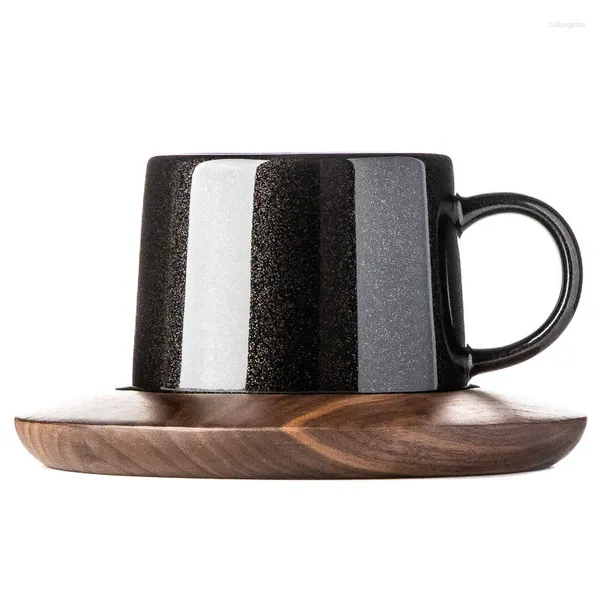 Кубки блюдцы Eecamail Европейская кофейная чашка высококачественная чашка творческого дизайна Керамическая черная звездная кружка роскоши