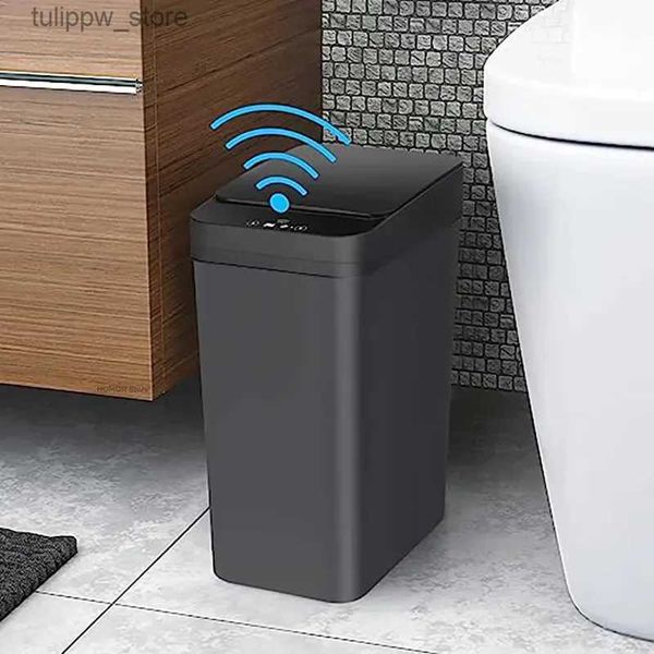 Abfallbehälter 12 -l Schwarzer intelligenter Müll können wasserdichte automatische Sensor Mülldose für Badezimmer Küchentoilettenbewegungssensor Müll können Smart Home L46