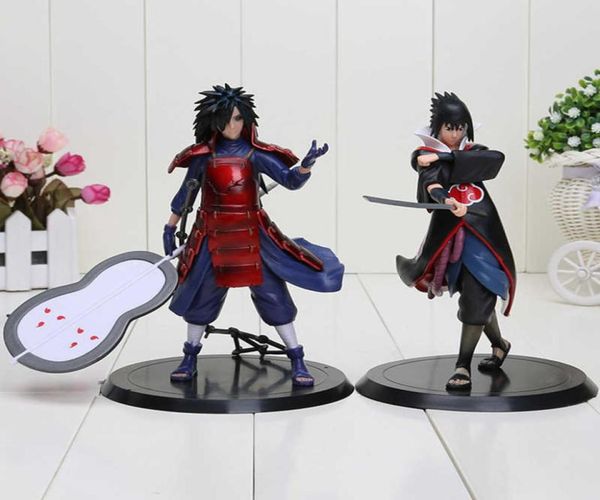 2pcsset 17cm anime uchiha madara uchiha sasuke pvc aksiyon figürleri opp çantasında model oyuncaklar q07226378866