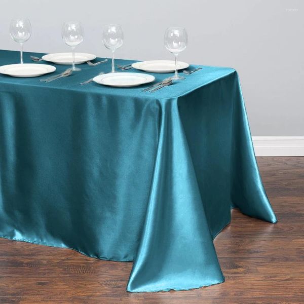 Tabela de pano de tecido Casamento Toclagem de mesa de cetim Cover decoração de banquete de jantar de festas retangulares