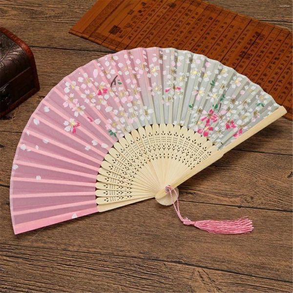 Figurine decorative ventilatori pieghevoli ventilatori cinesi per donne seta pieghevole Fringe weddy