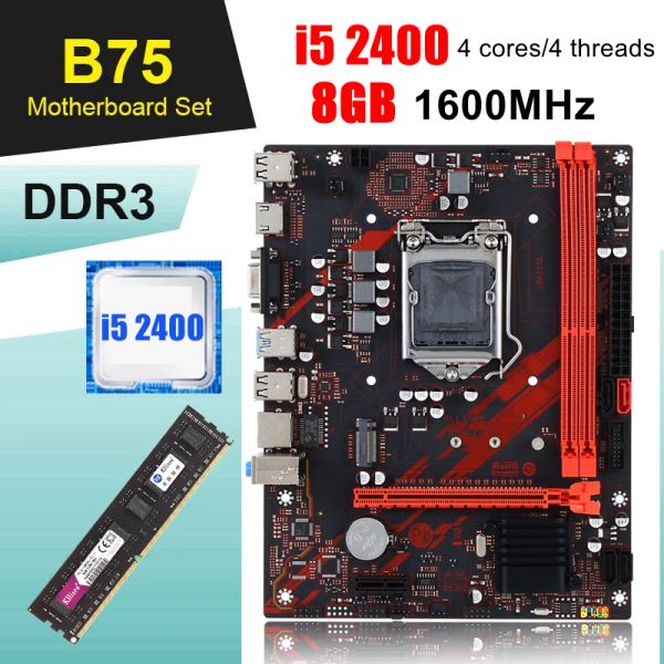 Placas -mãe kllisre b75 lga 1155 kit de jogos para a placa -mãe com i5 2400 8gb DDR3 1600 Processador e memória