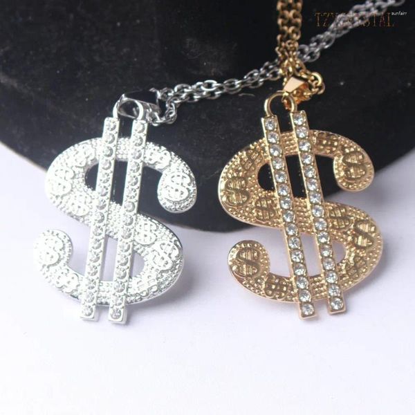 Dekorative Figuren glänzen Gold/Silber -Dollar -Symbol Anhänger Accessoires Halskette Modeschmuck