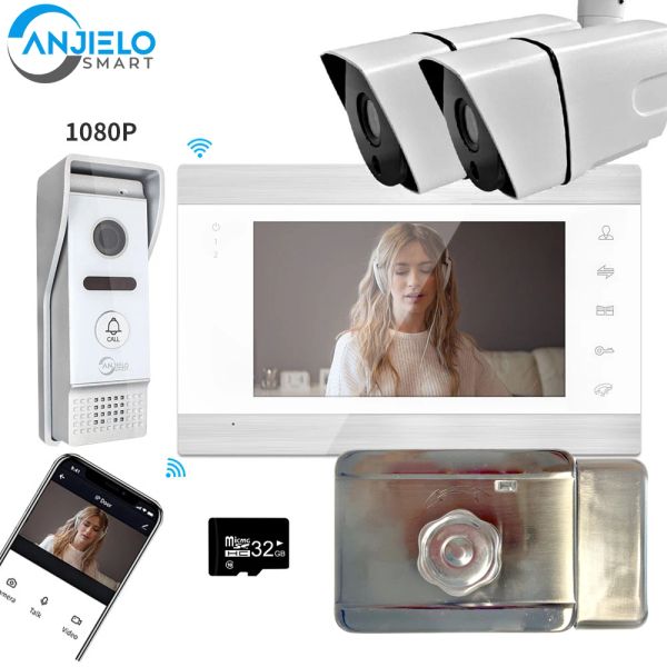 Intercom 7inch Monitor Video Interphone Apartment Kit Private Wi -Fi 1080p Дверной Комплект Камера электрический замок