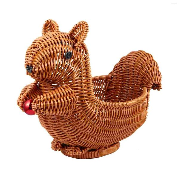 Bandejas de vime de tigelas vime Rattan Squirrel Bolo de cesta de frutas Recipiente de plástico decorativo