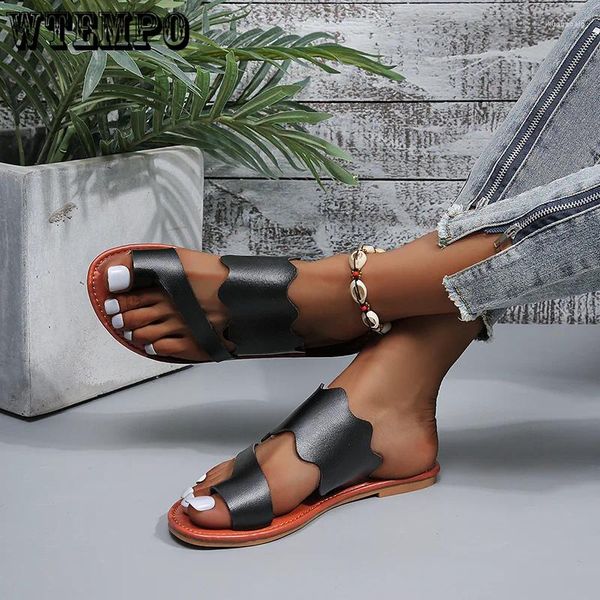 Slippers Beach Women Shoes Flat Sandals Hollow Out Casual Summer Flip Flips Grandes Tamanhos 41-43 Drop atacado