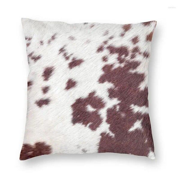 Kissenfell Cowhide Haut Deckt Sofa Dekoration Tier Leder Quadratwurf 45x45 cm