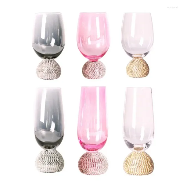 Copos de vinho Luxo Luxo 260-450ml Fairy Rosa embrulhado diamante Red Uísque Soju Vodka Cup Festival Festival Banquet Drinkware Presente