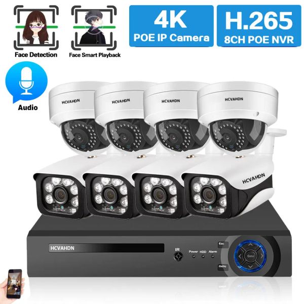Система 4K POE CCTV Camera System System P2P XMEYE 8MP 8CH NVR SYSTEM SETTARE DETACTION FACE Dom