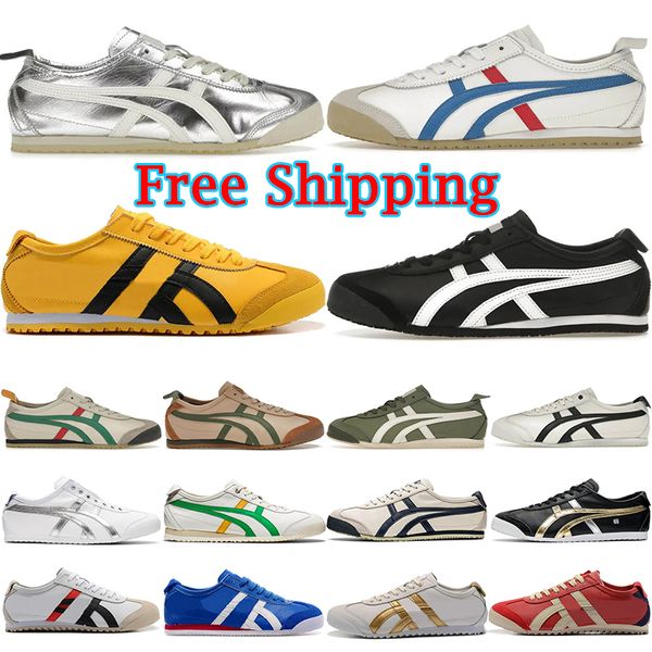 Designer di spedizioni gratuite Tiger Mexico 66 Scarpe casual uomini Donne Sneaker in pelle Sneakers Tigri Tigri Black White Gialla Gum Gum Allenatori da jogging per esterni