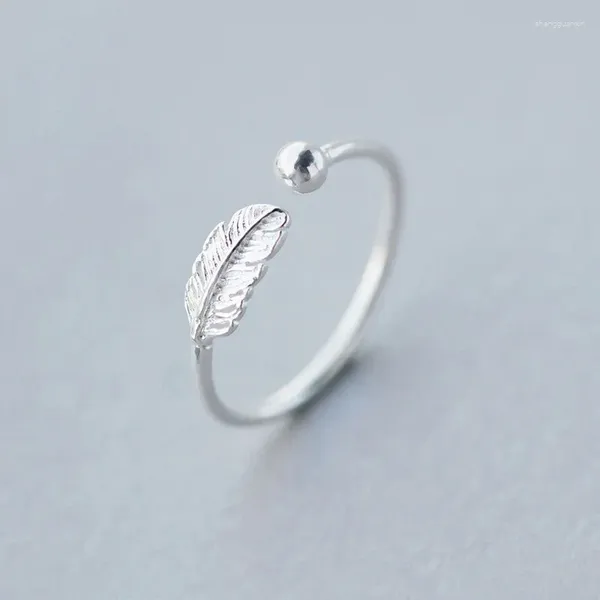Anelli a cluster Autentico 925 sterling argento animale piuma anello regolabile per donne per donne graziose gioielleria fine accessori minimalisti