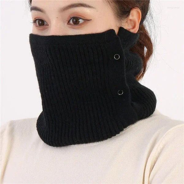 Schals Winter abnehmbarer Streifen Strick Rollkragenpullover für Frauen Knopf Falsch warmes Deckhalshütte Unisex