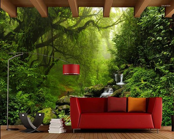 Papéis de parede Papel de Parede Floresta subtropical no Nepal Natural 3D Wallpaper Room Living TV Wall Bedroom Papers Decor Home Decor Restaurant