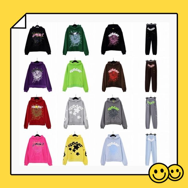 Tasarımcı Erkek Örümcek Kapüşonlu SP5der Pantolon Young Thug 555555 Erkek Kadın Üst Hip Hop Rock O-Beeck Mektup Uzun Kollu Sokak Moda Hoodies Dış Havada Sweatshirtler S-XL