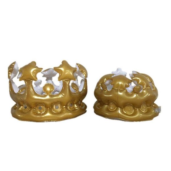 Party bevorzugt Geburtstag Princess Hat PVC aufblasbare Spielzeug Ballon Kinderkron Queens Stirnband Gold Drop Lieferung DHN5H