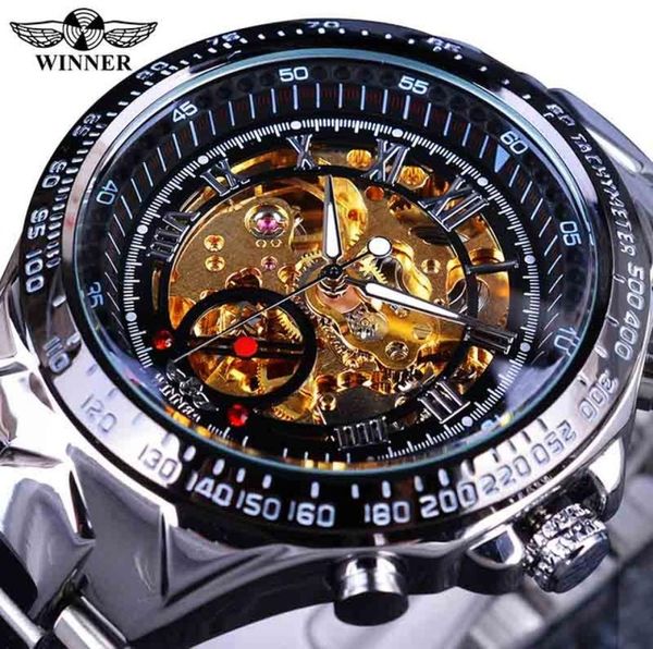 Новая модная повседневная делу бизнеса Mechanical Watch Golden Top Luxury Steel Automatic Mechanical Classic Skeleton Watch Best G8785960