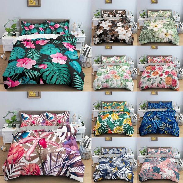 Bedding Sets Cover Tropical Folhas Tropicais Flores Impressas Conjunto Twin SettLur