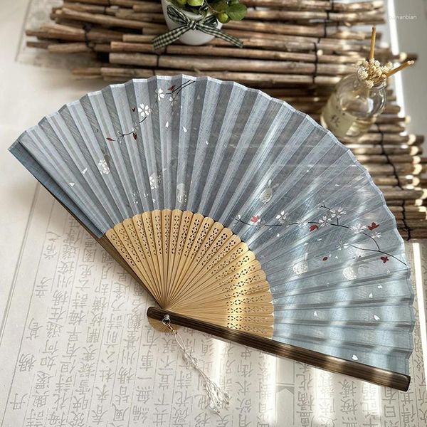 Estatuetas decorativas Vintage Sily Silver Dollowing Fan fofo verão legal diariamente fresco sob a lua de cerejeira jade