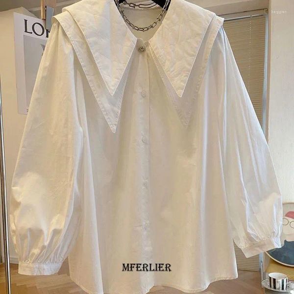 Camicette da donna più taglia 6xl 140 kg da donna camicia primaverile Lady Lady White Sweet Top Top Long Oversize Big