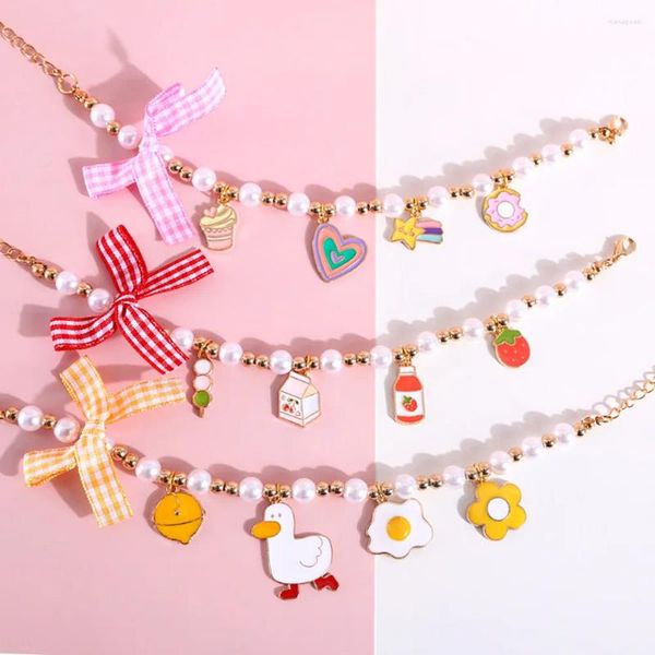 Colarinho de cachorro Pet Sweet Princess Collar Colar Ajustável Colar Kitten Pingente Cenando Cartoon Four Seasons Pets Supplies