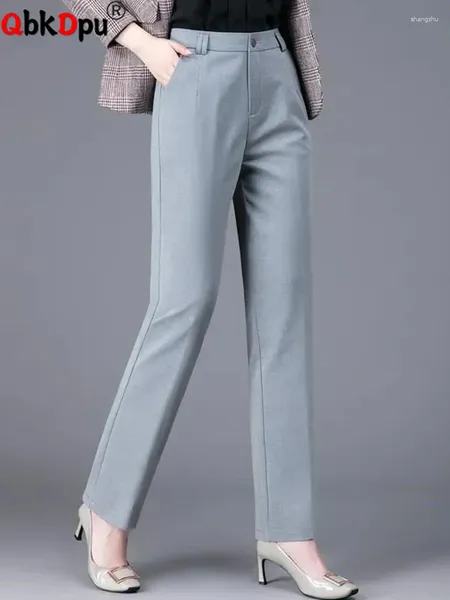 Calça feminina feminina de terno elegante formal feminino casual high wassit office straight pantalones calças clássicas de slim spodnie coreana broek