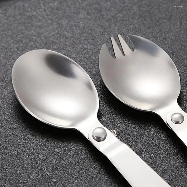 Löffel Klapperlöffel Gabel tragbares Edelstahl -Spork -Set für Picknicks im Freien Multifunktionale Besteck Rucksacktouristen im Freien