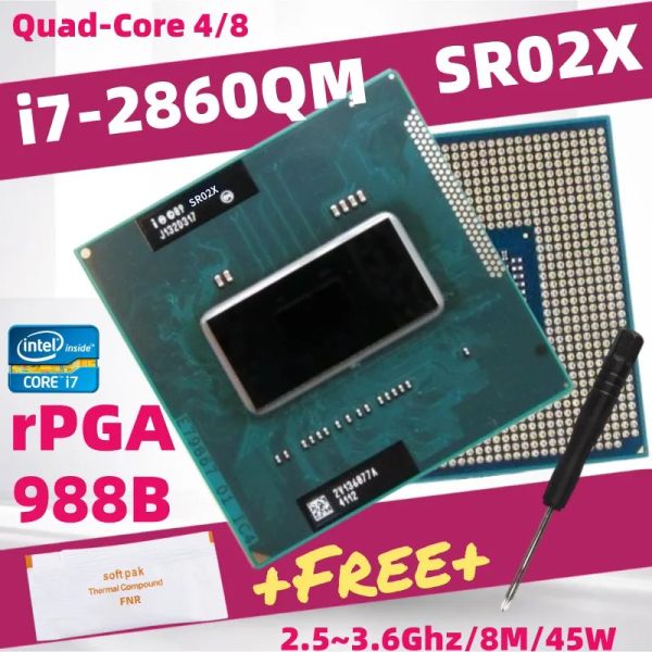 PADS CORE I7 2860QM I7 2620M 2640M 2630QM 2670QM 2820QM 2860QM 2920XM 2960XM Laptop CPU Socket G2 PGA988B HM65 HM67 QM67 Processador