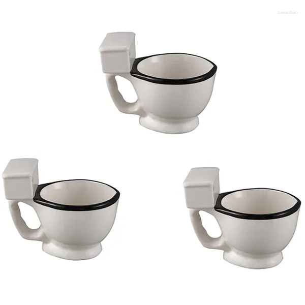 Tassen 3x Neuheit Toiletten Keramik Becher mit Griff 300 ml Kaffee Tee Milch Eiscreme Tasse lustig für Geschenke