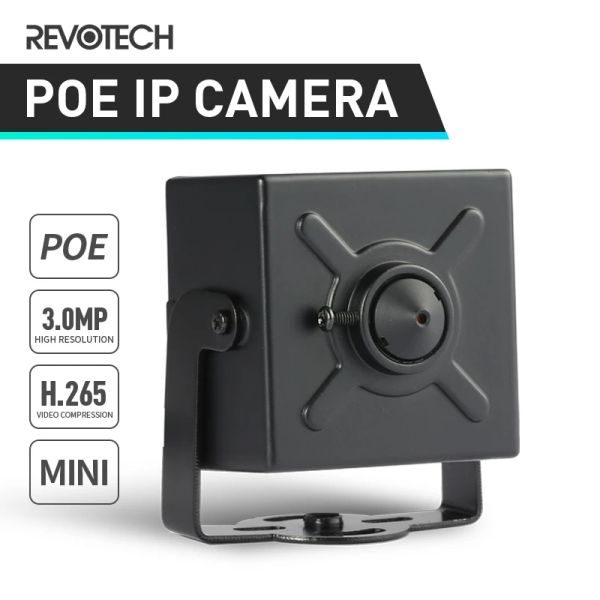 CAMERA REVOTECH POE Mini IP Camera da 3,7 mm Lens HD 3MP H.265 1296p / 1080p Sicurezza interna Metal Onvif IP CCTV Sistema Videocruellanc