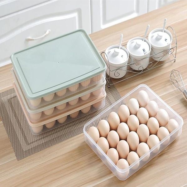 Lagerflaschen 24 Gitter Eierbox Küche Kühlschrank Konservierungsschale mit Deckelstaubdicht versiegelter Gehäuse
