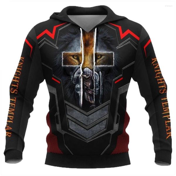 Herren Hoodies Hx Knights Templar Pullover Est 3d Print Männer Kleidung Frauen lässig Streetwear Harajuku Hoodie