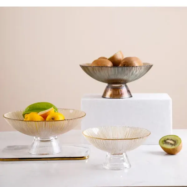 Тарелка вертикальная стеклянная фруктная миска скандинавская простое кофейное столик