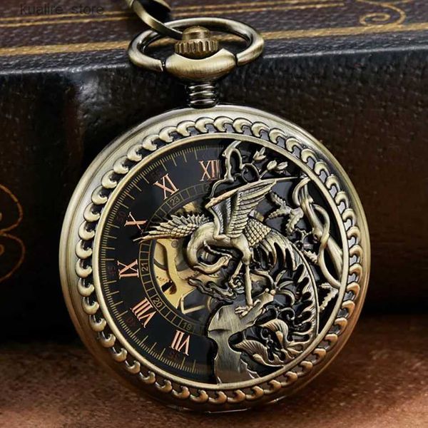 Pocket Watches 2020 Vintage Antique Lucky Birds Hollow Design Pocket Pendell Halskette einzigartige Geschenke Unisex FOB Uhr für Männer Frauen L240402