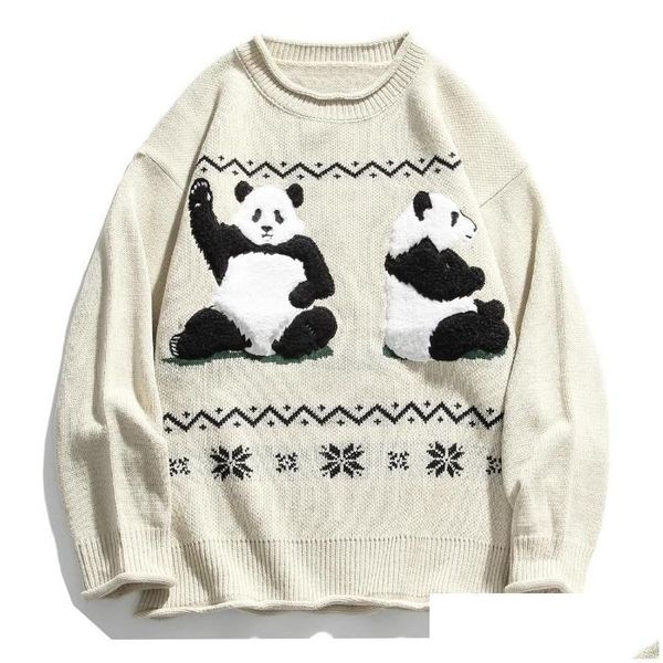 Maglioni maschili hip hop streetwear panda cinese lavoro uomo maglione a maglia autunnale autunno harajuku oversize oversize drop drop drop dhupy dhupy