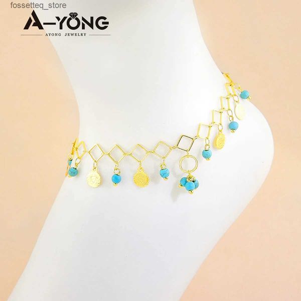 Cavalchi Ayong Women Elegant Anklet 18K Gold Foot Link Chain Girls Girls Foot Jewelry Accessori L46 L46