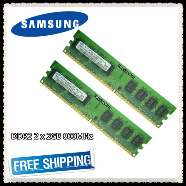 Rams Samsung Desktop Memory 4GB 2x2GB 800 МГц PC26400U DDR2 PC The Computer RAM 800 6400 4G 240PIN Двойной канал