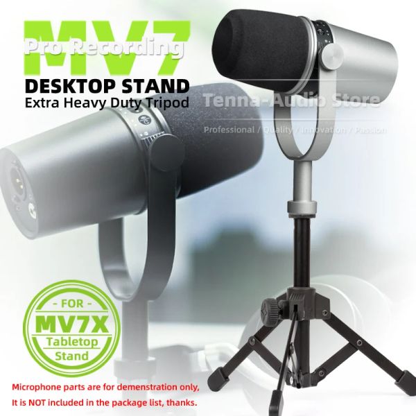 Stand For Shure MV7 MV 7 Mv7x x Trippiede Microfono stand Piegabile Tabella pieghevole Porta da scrivania Tabletop staffa da tavolo da desktop pesante Monte