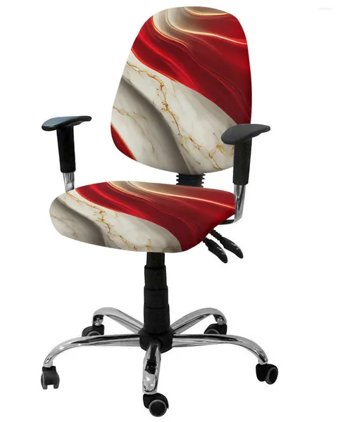 Coperture per sedie Texture in marmo Red Elastic Poldyar Cover Computer Stretch Rimovibile Office Rimozione Soggiorno sedile diviso