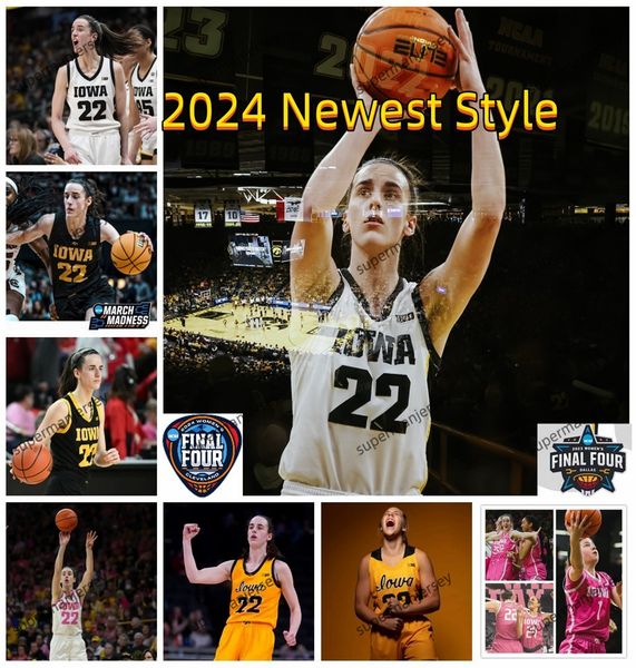 2024 Final Four Camisas 4 Mulheres College Basquete College Iowa Hawkeyes 22 Caitlin Clark Jersey Hom