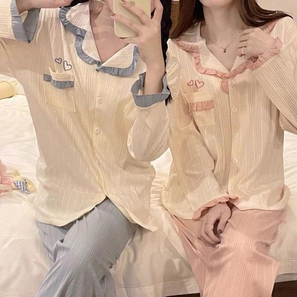 Frauen Nachtwäsche -Pyjama Sets Frühling Pyjama Femme Koreanische Pyjama für Frauen lässig zwei Stücke