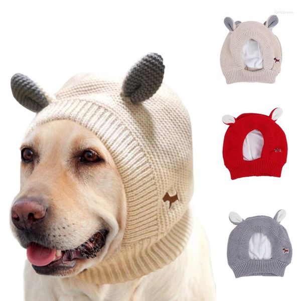 Chapéus de vestuário para cachorro Capuz de cachorro de inverno quente Capfe Eares de animais de estimação Capas de malha de malha de cães grandes Acessórios