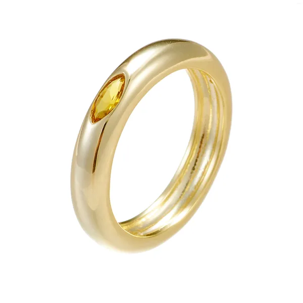 Clusterringe Topaz Zirkonia Pferd Eye 925 Sterling Silber 14K Gelbgold Ring für Frauen