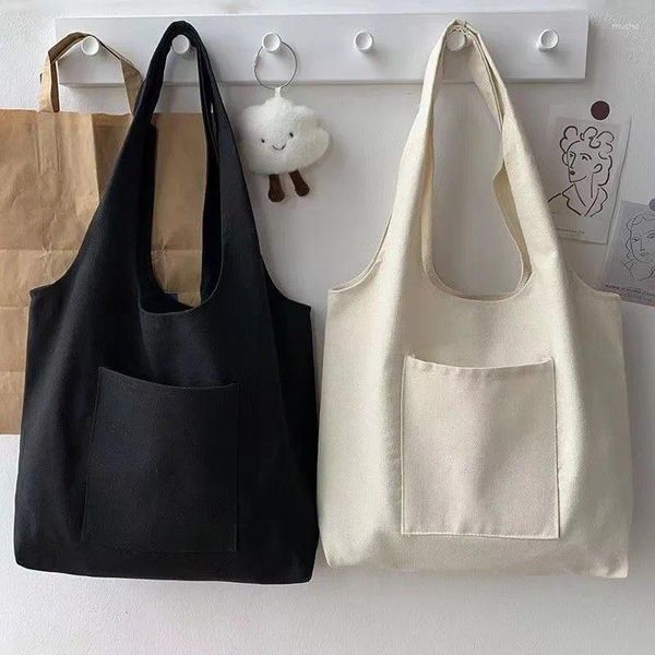 Sacolas de compras colorido de tela sólida bolsa bolsa ombro de moda casual jardim ecológico amigável escola fofa escola