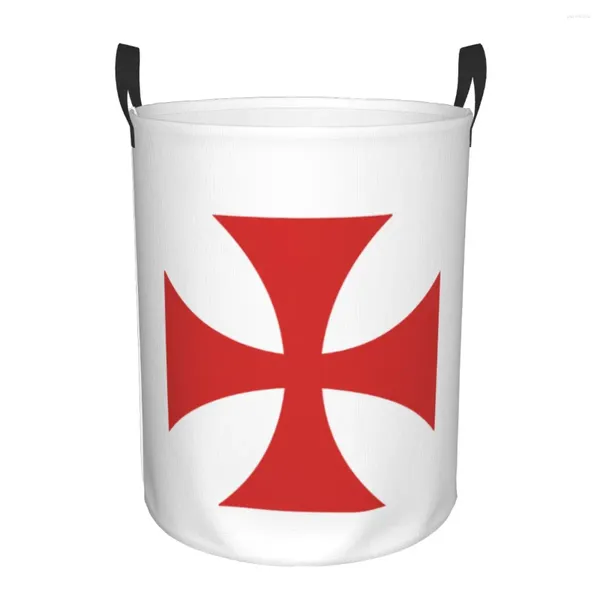 Bolsas de lavanderia Red Templar Cross Knights dificultou grandes brinquedos de cesta de armazenamento de roupas para menino