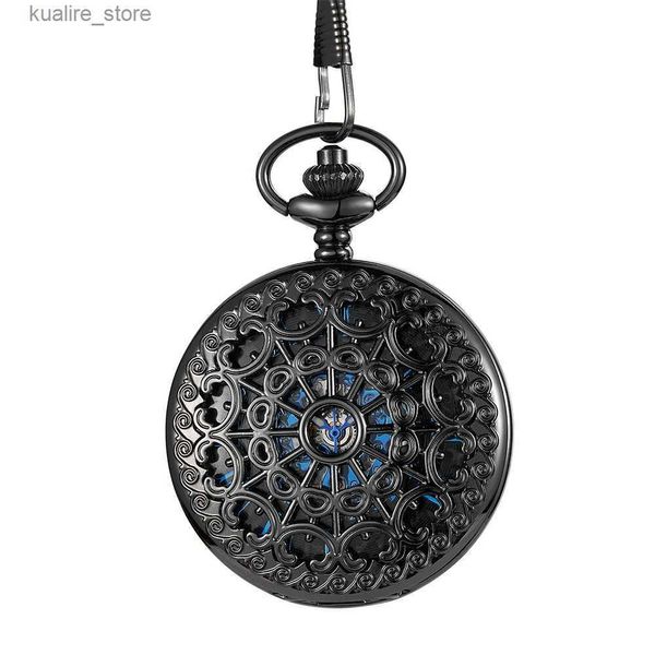 Relógios de bolso Moda mecânica Luxo de bolso Cadeia Dial Dial Hollow steampunk homens relógios masculinos ES MELHORES PRESENTES PARA MAN MOMEM L240402