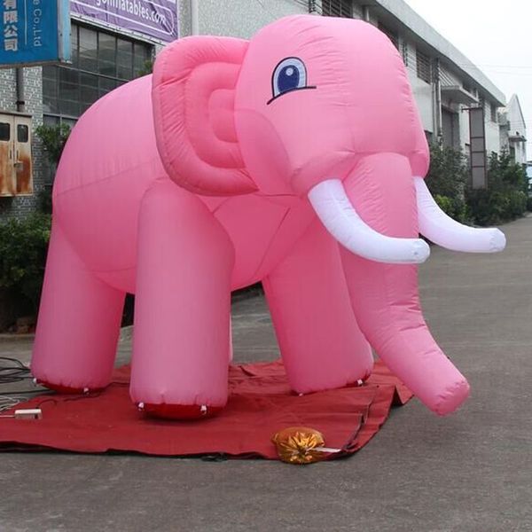 Forma personalizada grande elefante inflável/5ml (16,5 pés) com mascote de animal gigante de elefante rosa gigante para decoração de eventos