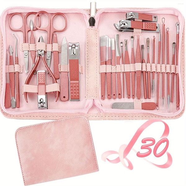 Nagelkunst -Kits Maniküre Set 30 in 1 Clippers Kit für Frauen Redflow Zehennagel -Pedikürewerkzeuge