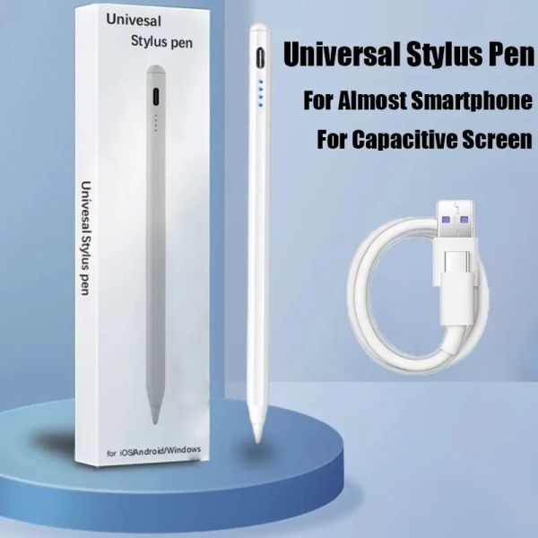 Lápis de caneta universal com ponta macia para iPhone iPad Tablets Android/iOS capacitivo Touch Screen S Pen Smart Stylus canetas